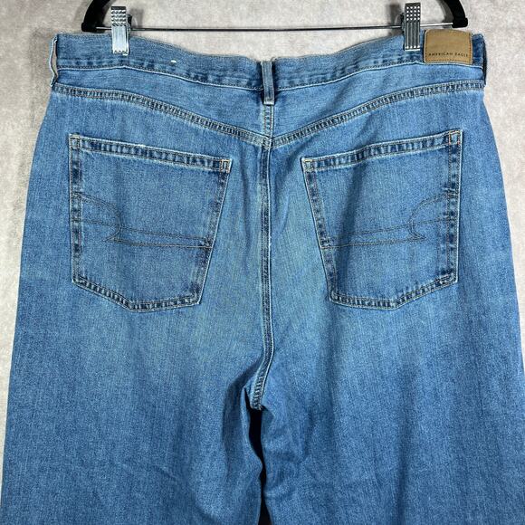 American Eagle Skater Jeans Womens 18 Blue Medium Wash Denim‎ Wide Leg Baggy - Picture 5 of 14